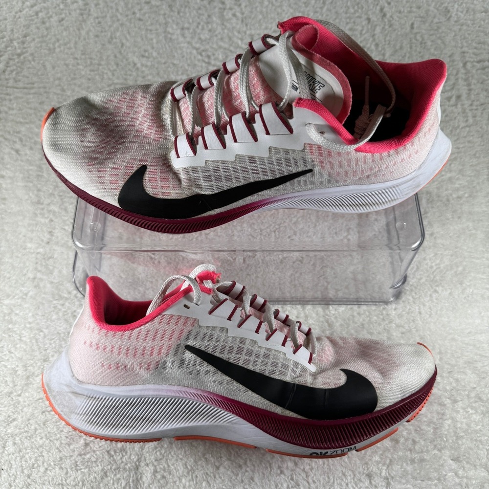 Nike Zoom Pegasus 37 Women Athletic Shoes Sneakers White Pink Swoosh Running 10